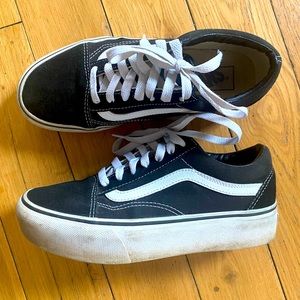Vans Old Skool Platform Shoes - Blk/Wht - size W6.5